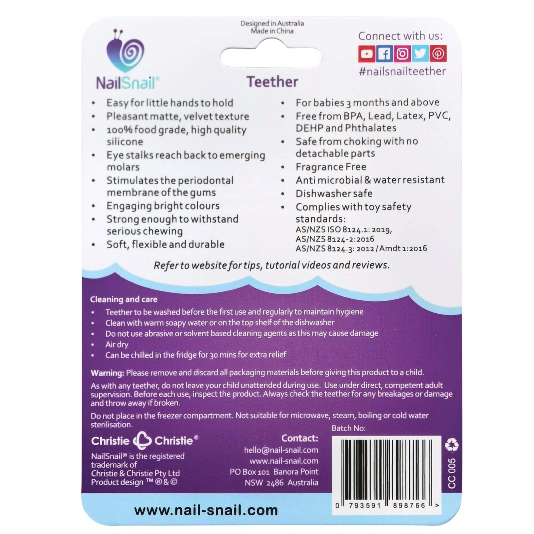 Nail Snail Bold Teether Package Back